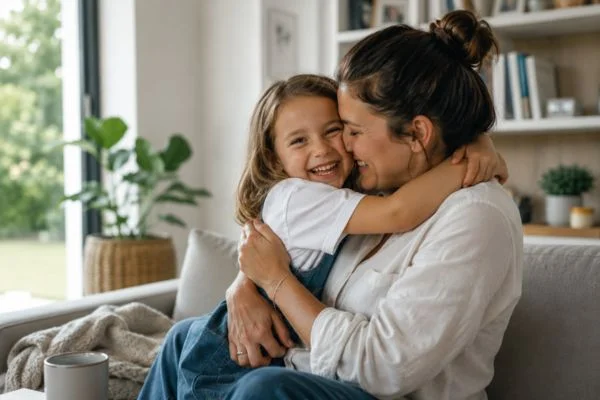 happy child with parent after parenting plans Port Talbot